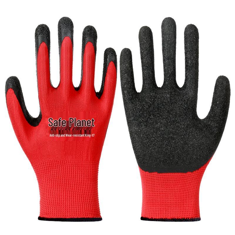 

13-Gauge Elastic Nylon Anti-Slip Latex Work Gloves - Breathable, Wear-Resistant