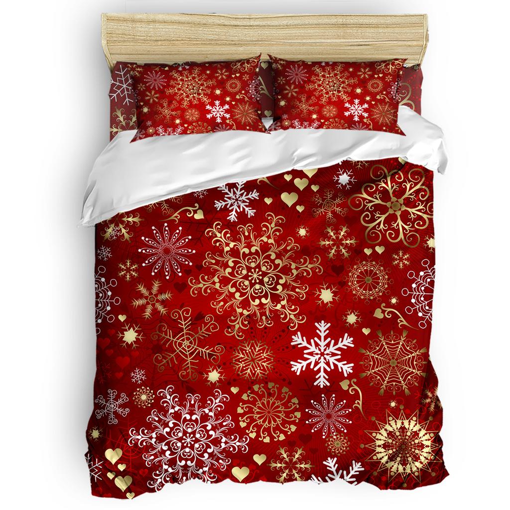 Christmas Snowman Truck Pinecone 3pcs Bedding Set For Double Bed Home Textile Duvet Cover Quilt Cover Pillowcase