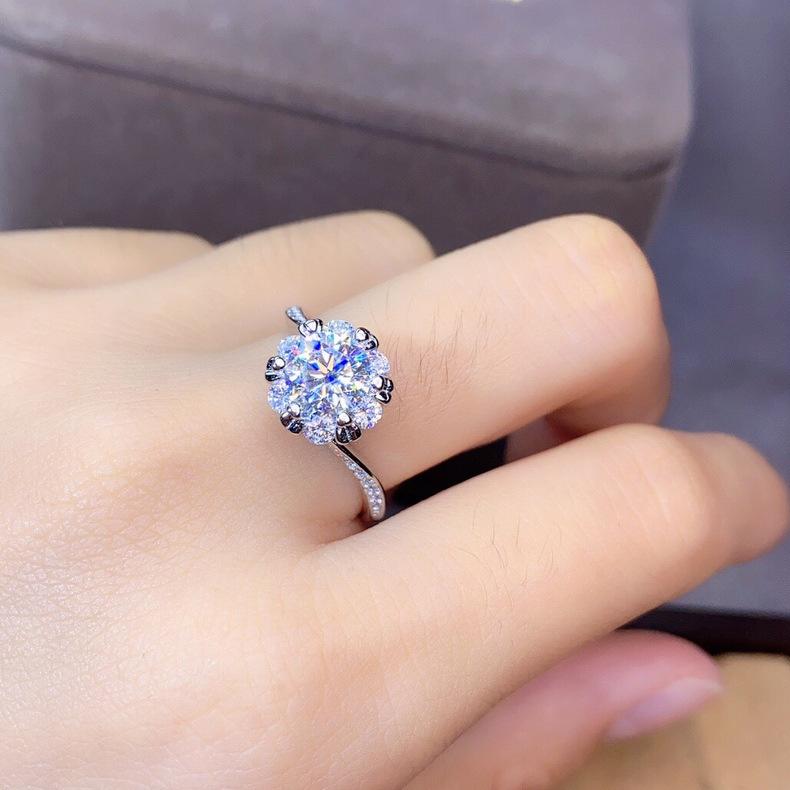 Eight Hearts And Eight Arrows Pt950 Kuaishou Full Diamond Opening Ring Female Zircon Diamond Ring