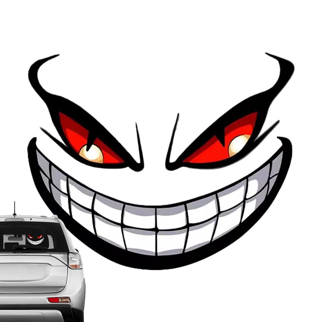 Car Scratch Sticker, Car Window Decal - Devil Smile Car Rear Windshield Sticker -