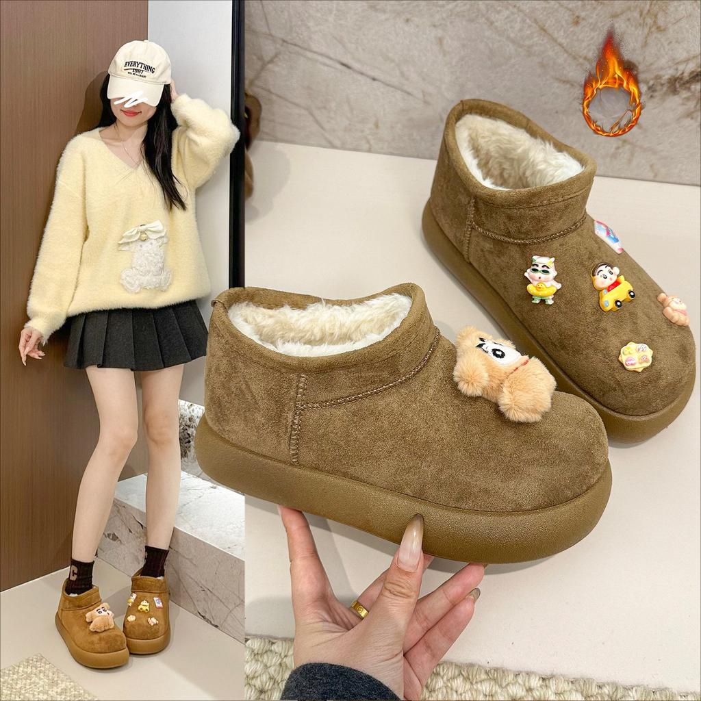 Women's Large Size Soft Elastic Cartoon Cute Winter Warm Cold Padded Snow Boots Non-slip Wear Outdoor Leisure Sports Cotton Boots