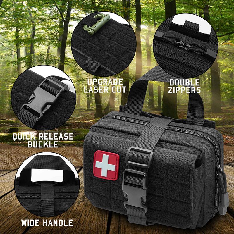 Double Zippers Medical Pouch Plate Carrier Medic Rescue Bag,Molle Tactical First Aid Kit Bag for Outdoor Hiking Cimping Cycling