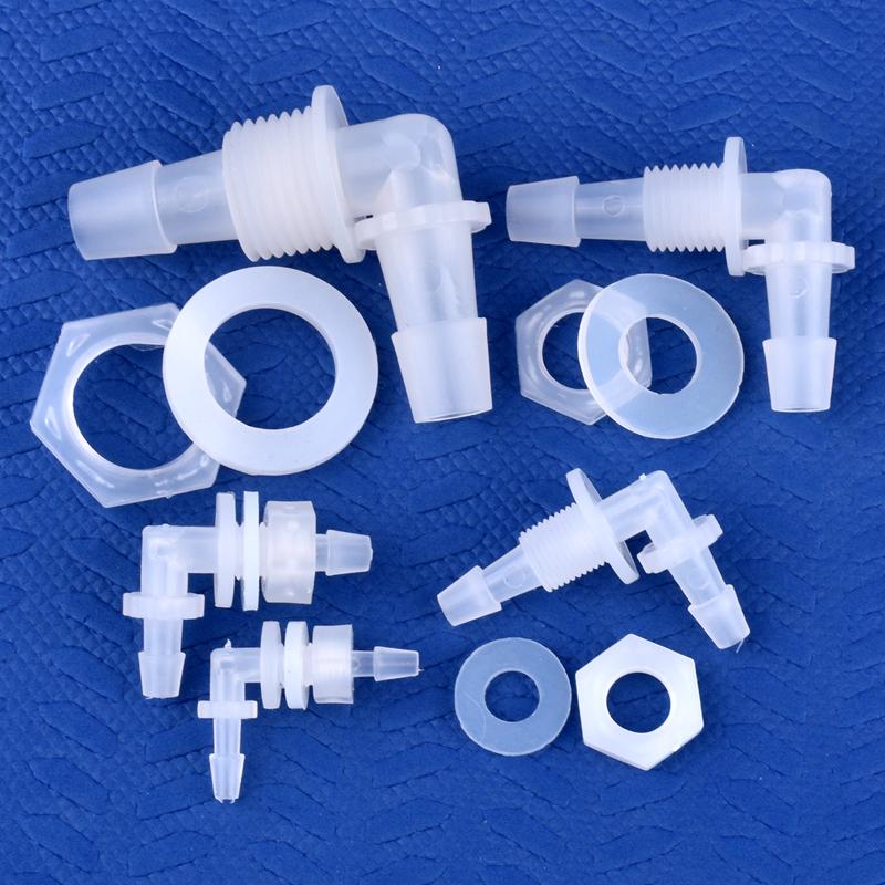 Pagoda Perforated Elbow Connector + Silicone Gasket Aquarium Tank Adapter Garden Water Hose Joint M6~G1/2 Thread To 2.4-11.1mm
