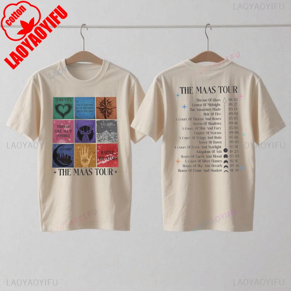 Sarah J Maas SJM Merch Světové turné Tričko Throne of Glass Oblečení pro fanoušky Crescent City Letní móda Ležérní pohodlná bavlněná trička