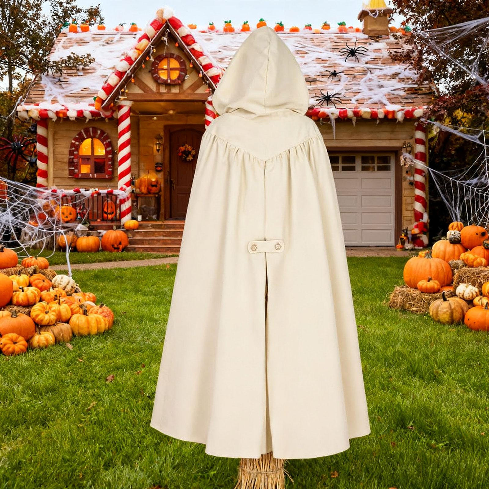 

Hooded Cape Cloak Cosplay for Club Performance Halloween Christmas бежевий