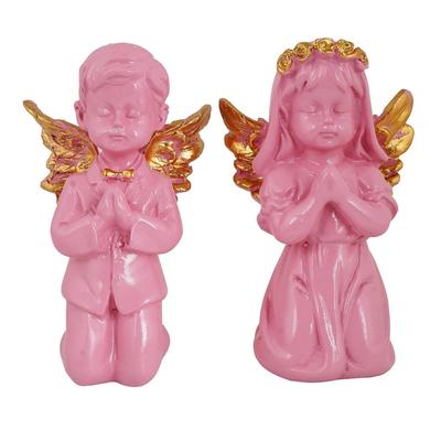 Angel Girl & Wings Boy Sttaue for Home Décor Showpiece | Fairy Girl Statue for Home Décor Items (Girl & Boy, Set of 2)