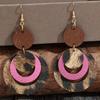 Vintage Bohemian Multi Layer Leopard Print Hollowed Out Leather Earrings for Women Daily Accessory Gifts
