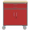 Rolling Workbench Trolley Red and Grey 75 x 45 x 85 cm
