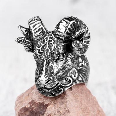 Edelstahl Herrenringe Schaf Ziegenkopf Tier Rock Punk Persönlichkeit für männlichen Freund Schmuck Kreativität Geschenk Großhandel