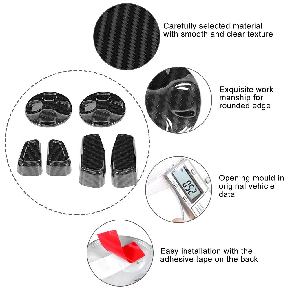 6StückSet Kohlefaser Muster Autositz Seitenverstellung Griff Knopf Abdeckung Zierleiste Passform für Maserati