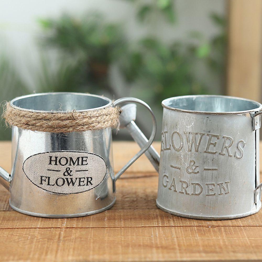 

Office Decor Garden Iron Sheet Embossed Wrought Watering Can Vases Flower Bucket Style-2
