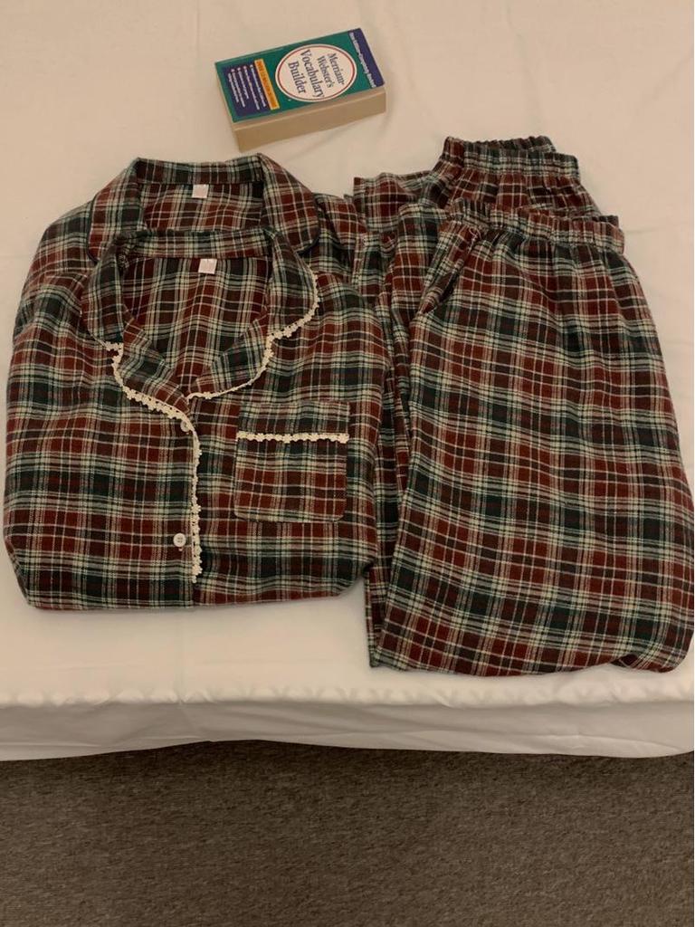 Japanese & Korean Style Couple's Plaid Lace Long-Sleeve Pajama Set