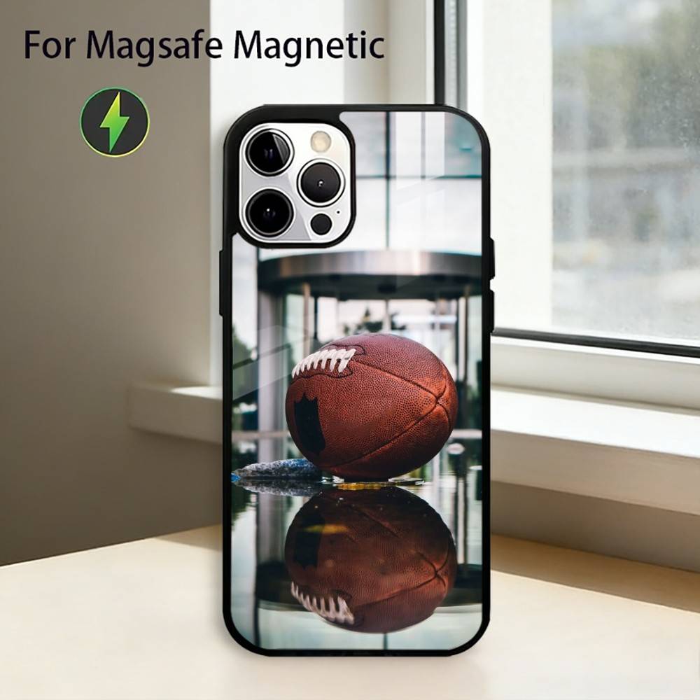 American Football Sport Handyhülle Für iPhone17,16,15,14,13,12,11 Plus,Pro Magnetisch mit Magsafe Kabelloses Laden