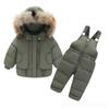 2Pcs Set Winter kinder Unten Jacke Echtpelz Kragen Baby Mädchen Kleidung Warme Junge Ski Anzug Kind Schneeanzug weiß Parka Outwear Mantel