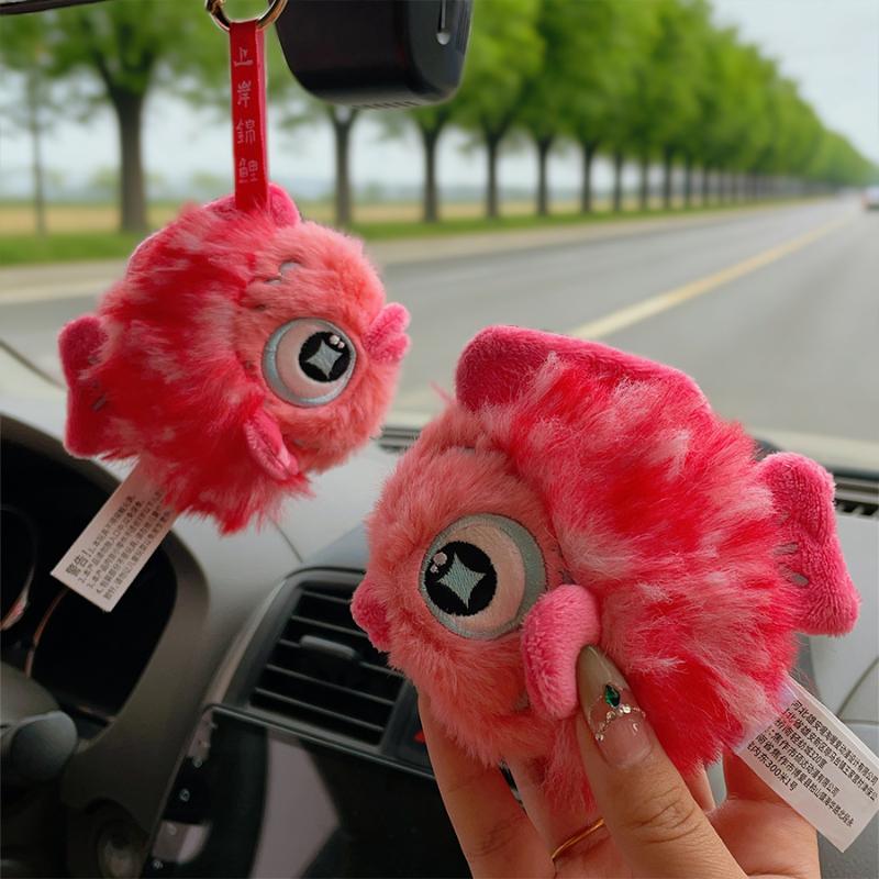Glücklicher Roter Koi-Fisch Plüsch Schlüsselanhänger Weiche Cartoon Karpfen Puppe Tasche Anhänger Niedliches Auto Rucksack Zubehör Geschenk für Mädchen