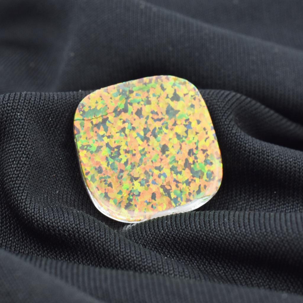 Lab-Created Opal Loose Gemstone 14.30 ct Multi-Color Square Cushion Boulder October Birthstone Gift