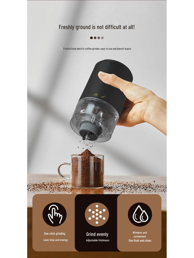 Portable Electric Coffee Bean Grinder - Compact Hand-Crank Mill for Home and Travel