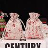 Christmas Gold Foil Cotton Linen Drawstring Gift Bag for Candy