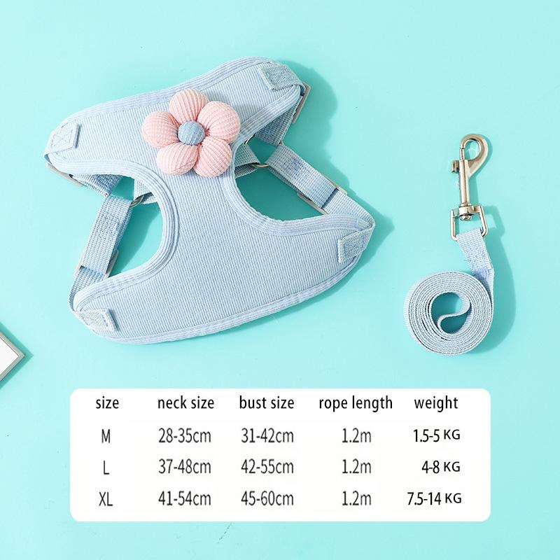 Dog Harness Walking Lead Leash For Dog Cat Collar Vest Breathable Leash Puppy Rope Go Out Anti-Lost Small Medium Pet Accessories