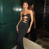 One Neck Twisted Hollow Slip Dress off-the-Neck Twist Knot Cut Out Split Dress