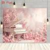 2D Floral Grand Piano Backdrop Pink Sakura Studio Photography Prop