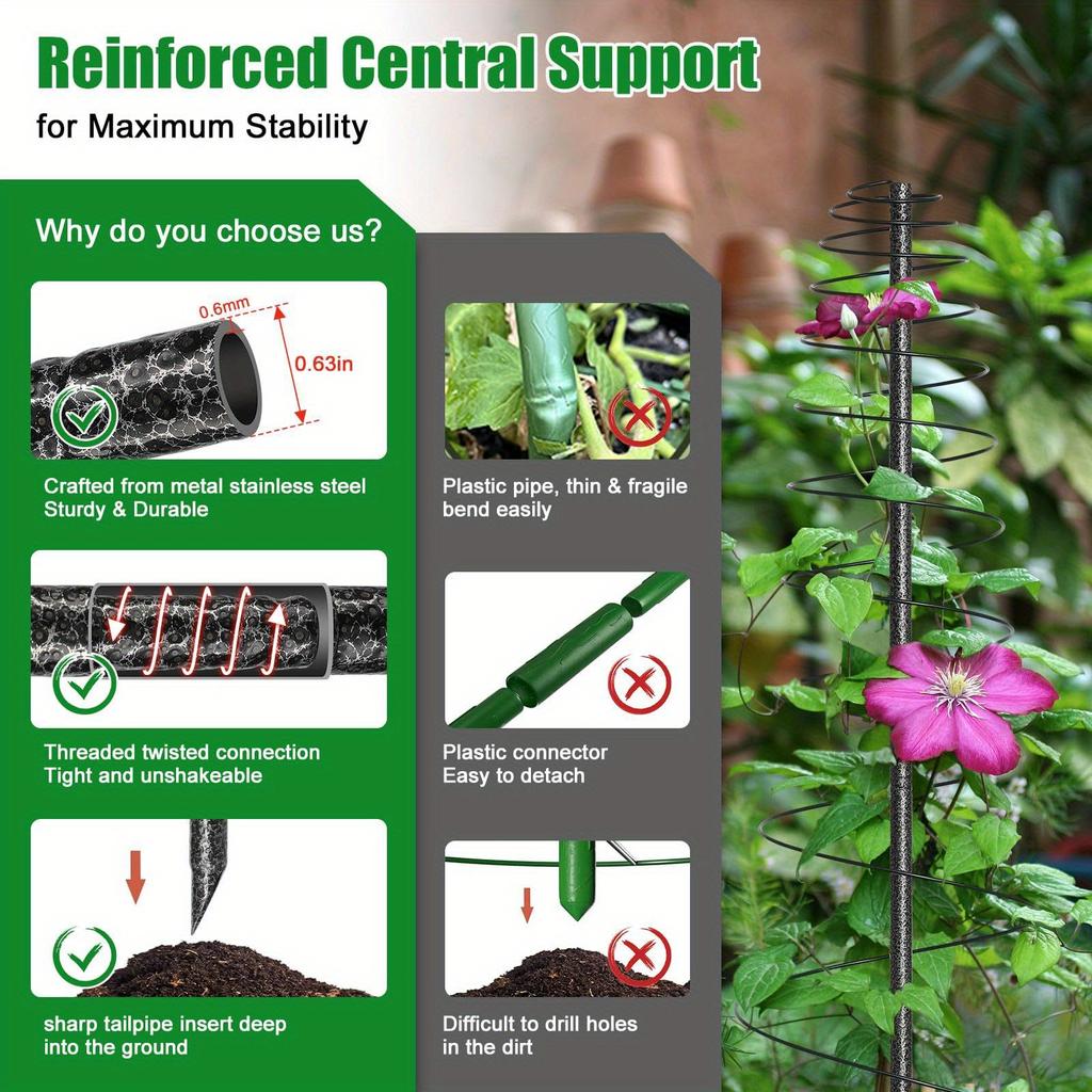 Spiral Frame Trellis for Climbing Plants Outdoor Indoor Metal Garden Plant Support for Pole Beans, Tomato, Sweet Pea, Clematis, Potted Plants, Vine