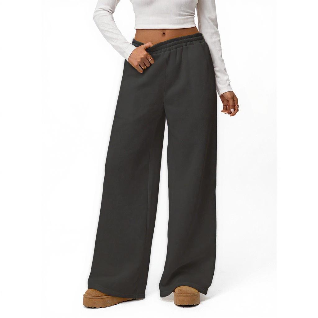 Ladies' Loose Comfortable Casual Fashionable Wide Leg Pants Solid Color And Plush High Waisted Pants
