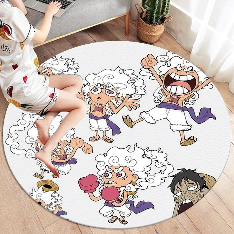 One Piece Gear Round Area Rug Carpet Rug For Living Room Bedroom Sofa Playroom Decor Nonslip Floor Mat