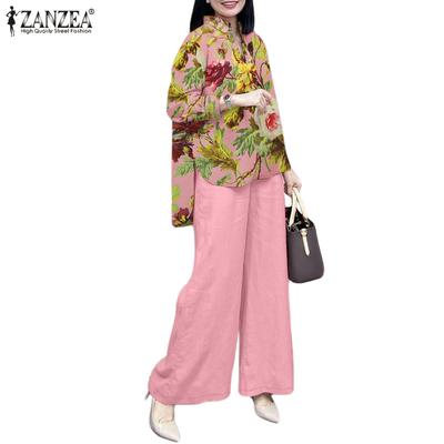 Women Floral Blouse and Pants Casual Two Piece Suit Sets
