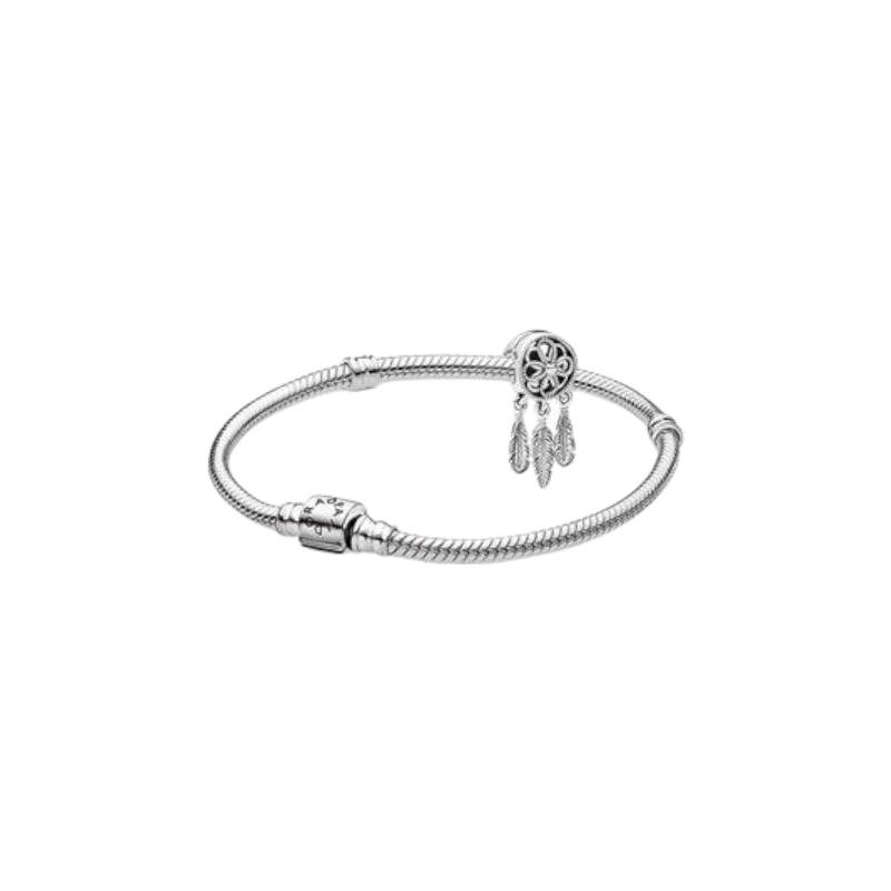 Pandora Dreamcatcher Set Unisex Bracelet Silver ZT24092230A Box+Shopping Bag,19cm,Capture Dreams