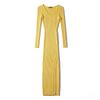 2026 American Hot Girl Rib Knit V-Neck Bodycon Sweater Dress with Slim Fit and Split Hem