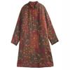 Johnature Women Vintage Stand Print Floral Button Long Sleeve Coats Winter Warm Chinese Style Female Coats