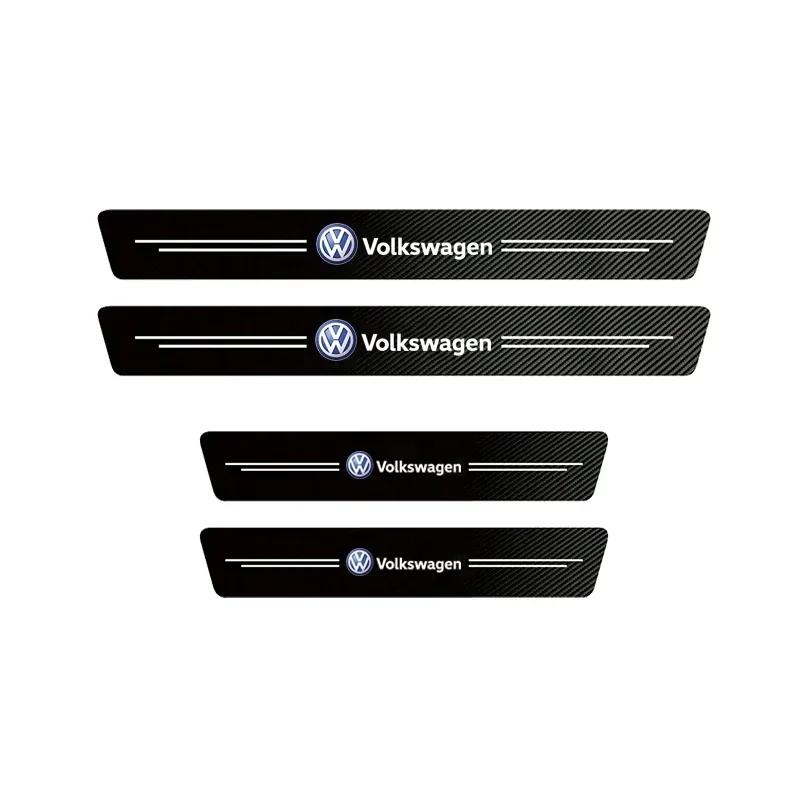 1/4/5Pcs Car Door Sill Carbon Microfiber Protector Sticker For Volkswagen VW Golf Passat GTI Amarok Teramont Phaeton ID.3 SharanNB5
