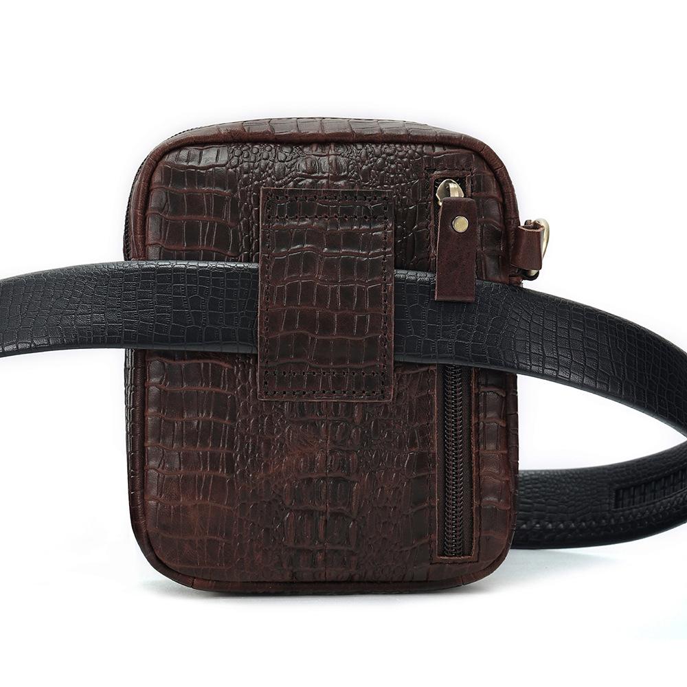 Men's Genuine Leather Crocodile Pattern Crossbody Fanny Pack