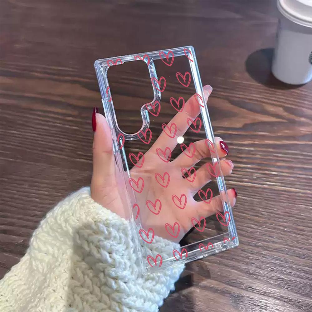 Transparent Clear Couple Heart Love Phone Case For Samsung Galaxy A56 A16 A26 A36 A13 A07 A17 Non-Yellowing Cover Silicone Back