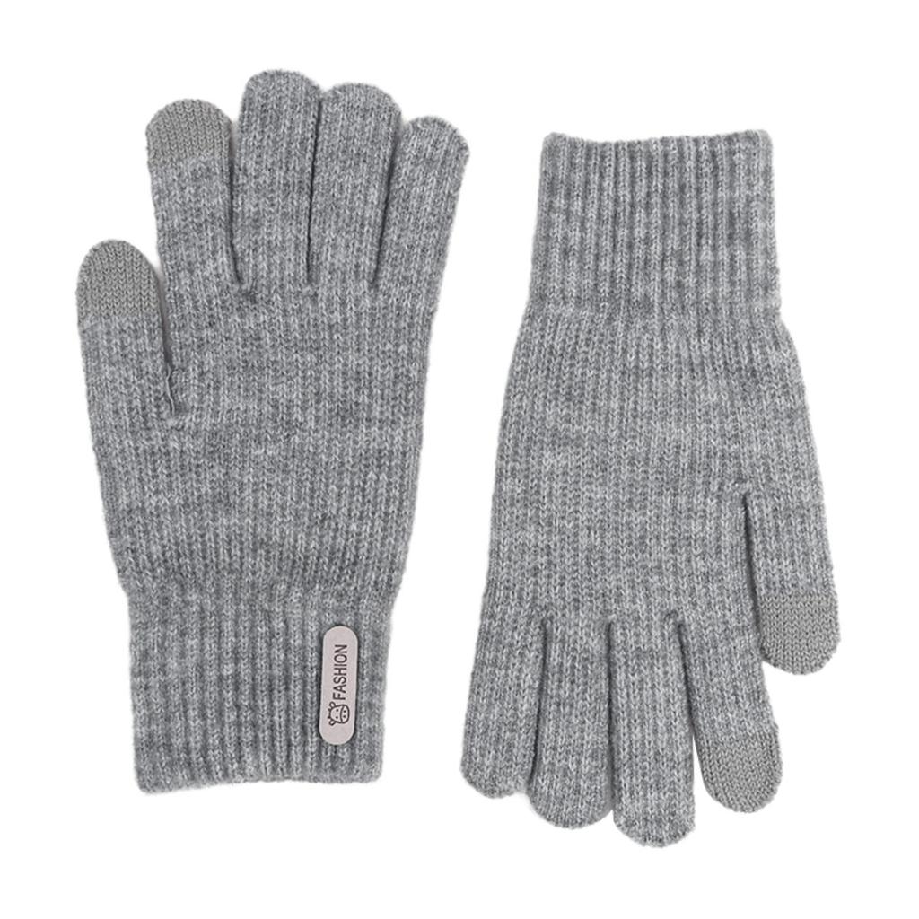 Fleecegefütterte gestreifte thermische Strickhandschuhe Verdickte Herbst-Winter-Warmhandschuhe Kältebeständige winddichte Fäustlinge