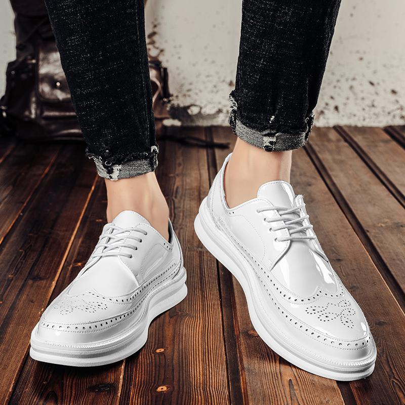 Chaussures Derby en cuir pour hommes, chaussures blanches à lacets, solides, simples, pour affaires, décontractées, pour fête, mariage, plates