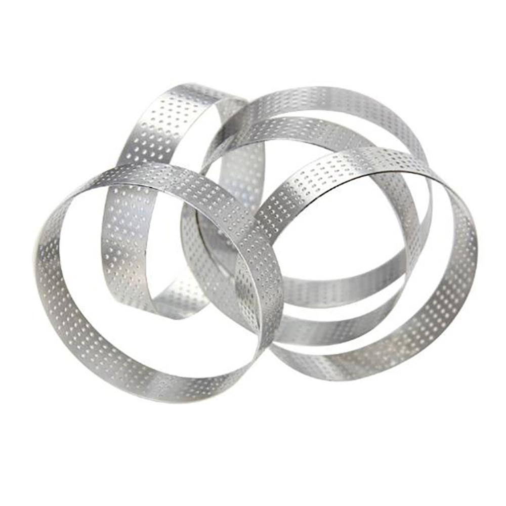 2pc Rund Torte Ring Französisch Dessert Edelstahl Perforation Obst Pie Quiche Kuchen Mousse Form Küche Backform