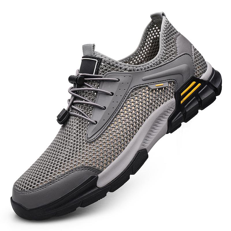 

Fashion New Slip on Men Loafers Breathable Summer Casual Shoes for Men Camping Hiking Shoes Outdoor Mesh Men Sneakers Lightweight Flats 45 серый