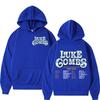 Luke Combs Tour 2025 printed men's and women's fashionable hip-hop retro pullover for autumn and winter casual long sleeved hooded sweatshirt