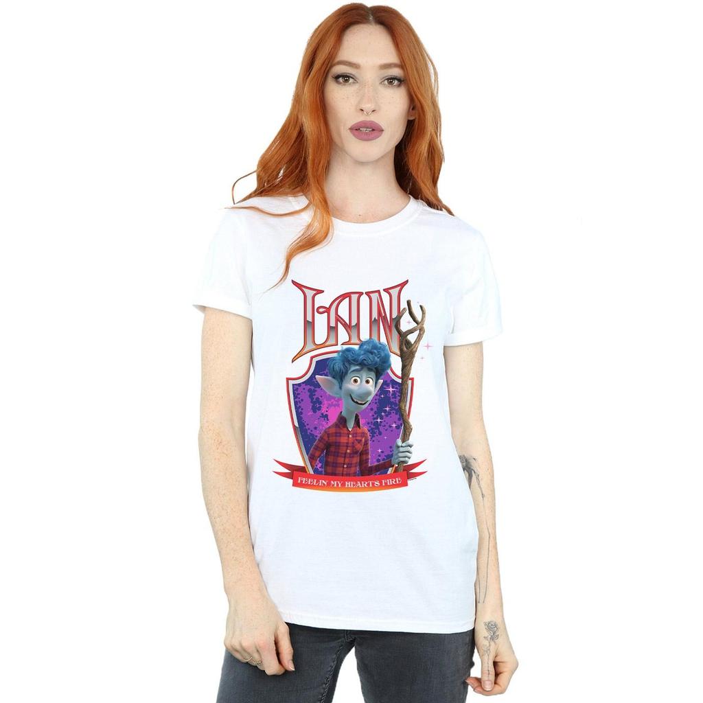 Disney Womens/Ladies Onward Ian Heart´s Fire Cotton Boyfriend T-Shirt