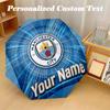 8 Rib Auto Folding Umbrella Manchester City Print Custom Name Text Portable Rain Gear