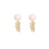 High-End Pearl Stud Earrings, Light Luxury Super Flash Diamond-Set Wheat Earrings Design Sense Dual-Purpose Earrings Women