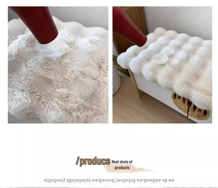 Rabbit Plush Shoe Changing Stool with Cushion and Mat