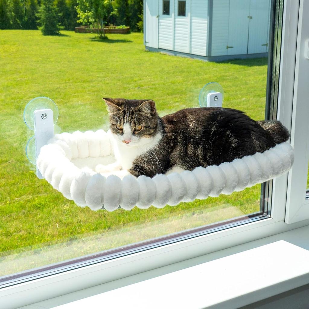 Winter Katzenhängematte Fenster-Lebensraum Katzen-Sonnenbad Glas Hängend Saugnapf Balkon Haustier-Nest Faltbares Haustierbett Katzenzubehör
