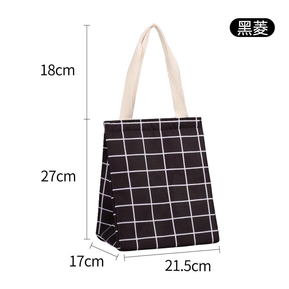 1pc Simple Lattice Pattern Lunch Storage Handbag Waterproof Aluminum Foil Lightweight Insulated Picnic Bag For Women Men