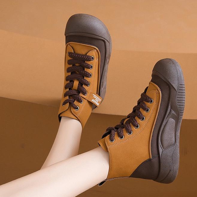 Women Vulcanized Shoes Winter New Lace-up Light Weight Round Toe Casual Thick Sole Non-slip Women's Shoes Fashion