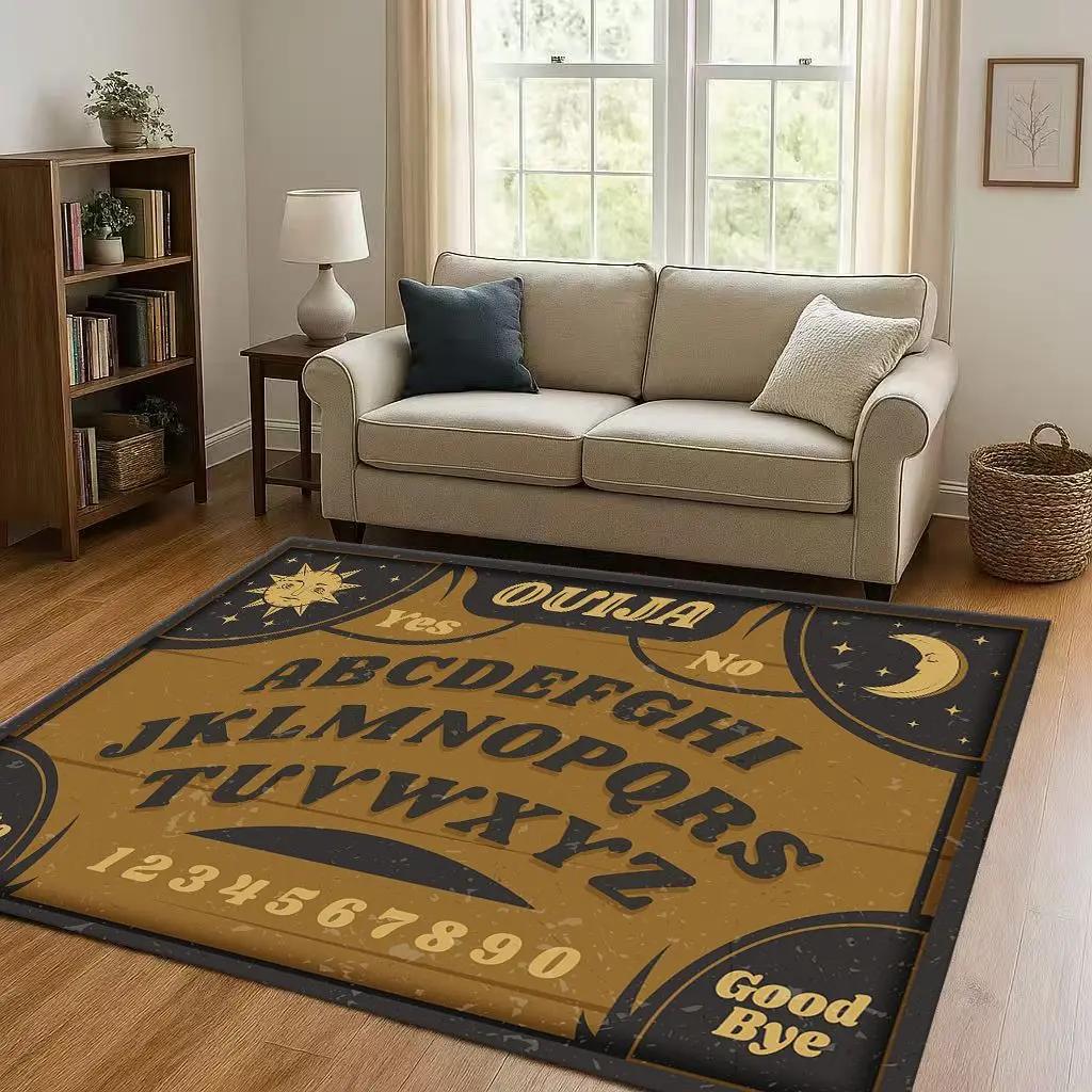 Alfombra de Área Antideslizante para Sala de Estar Alfombra 3D Retro Espíritu de Bruja Tablero Ouija para Dormitorio Sala de Juegos Sofá, Felpudo de Decoración para el Hogar