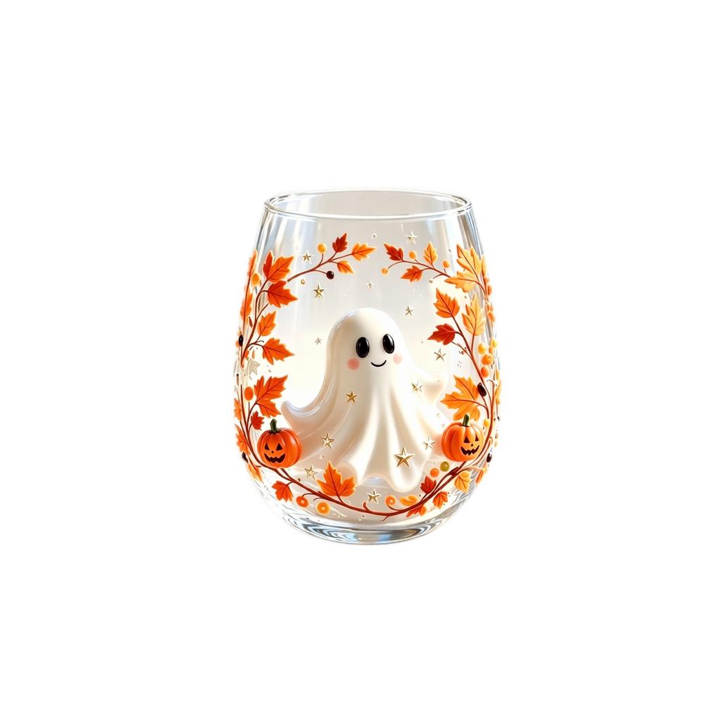 Halloween Themed Glass Tumbler for Holiday Party Decorations, Fun Cup