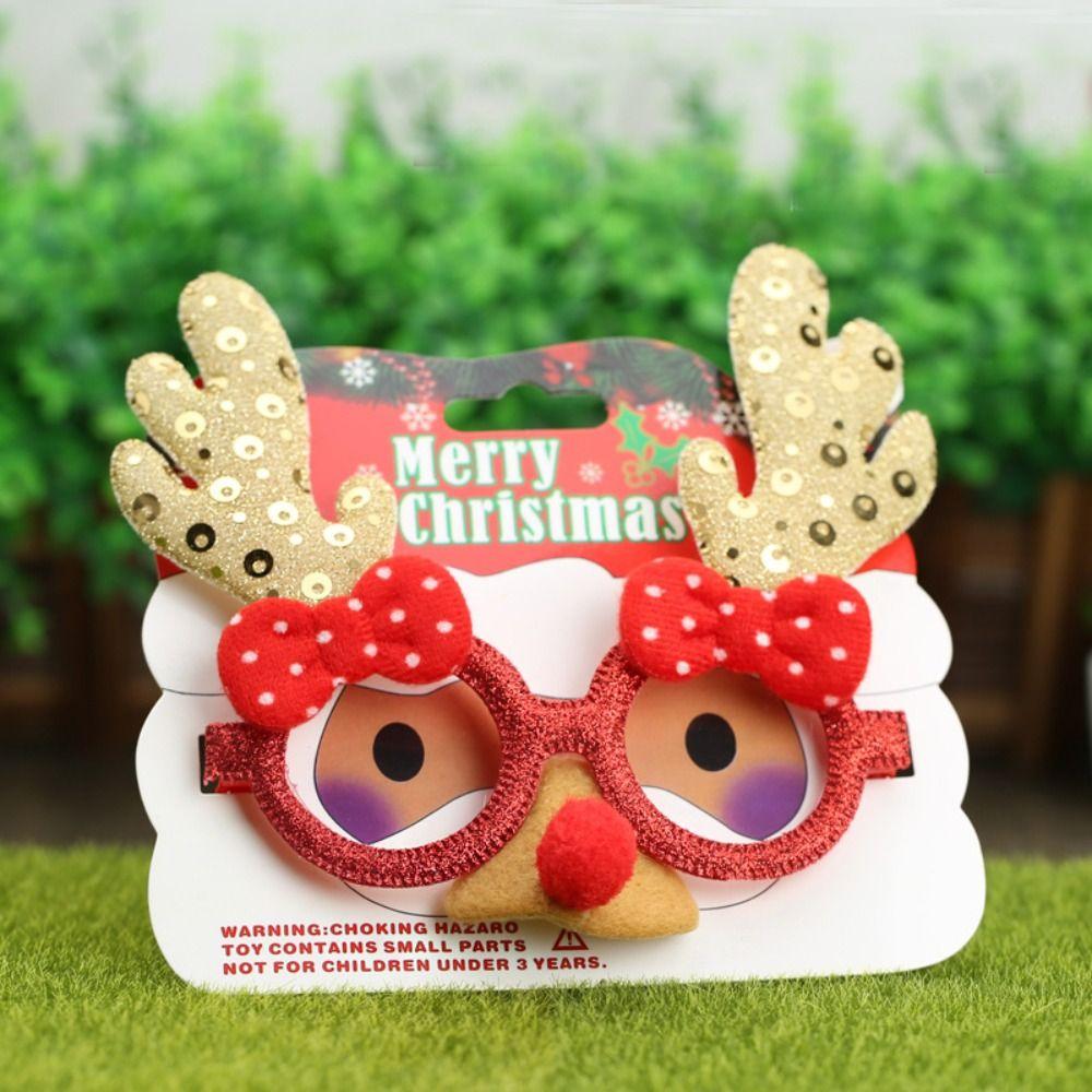 Handmade Christmas Glasses Frame Sequin Elk Antlers Glasses Frame  Masquerade Party